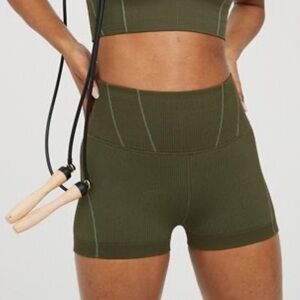 Aerie Offline seamless super shortie Olive Army Green high waist shorts nwt XL
